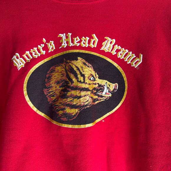 Vintage Sweatshirt Small Red Boars Head Brand Made in USA Genus - Picture 3 of 7